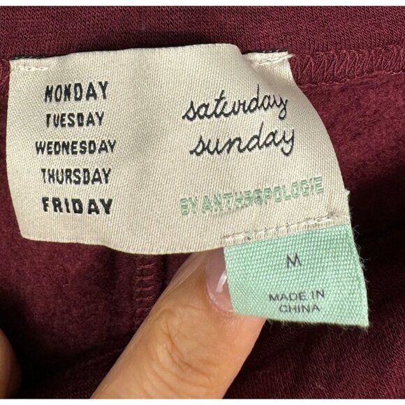 Anthropologie Saturday Sunday Emmett Tie Pants Jersey Maroon wide leg stretchy - Picture 3 of 11